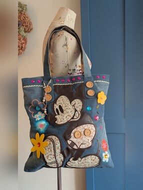 Walt Disney‎ World Denimoml/Mikipuae Patchwork Tote in Blue